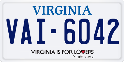 VA license plate VAI6042