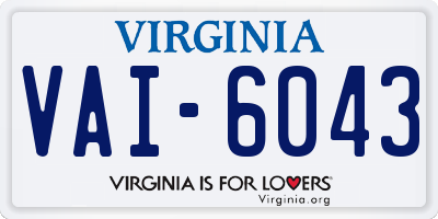 VA license plate VAI6043