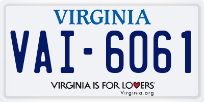 VA license plate VAI6061