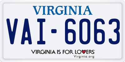 VA license plate VAI6063