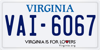 VA license plate VAI6067