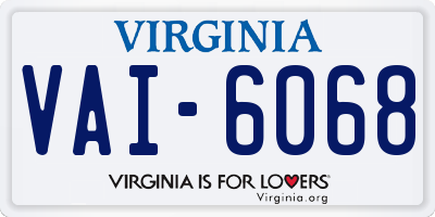 VA license plate VAI6068