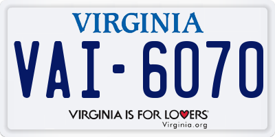 VA license plate VAI6070