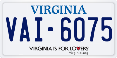 VA license plate VAI6075