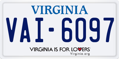 VA license plate VAI6097