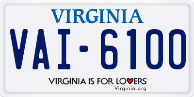 VA license plate VAI6100