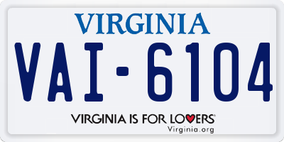 VA license plate VAI6104