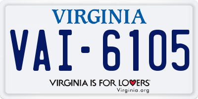 VA license plate VAI6105