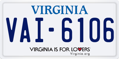 VA license plate VAI6106