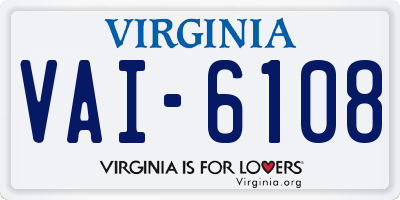 VA license plate VAI6108