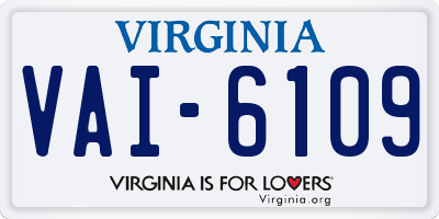 VA license plate VAI6109