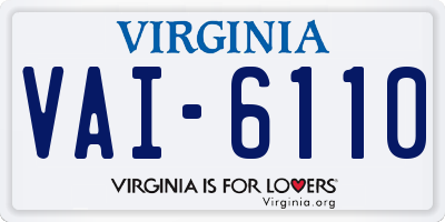 VA license plate VAI6110