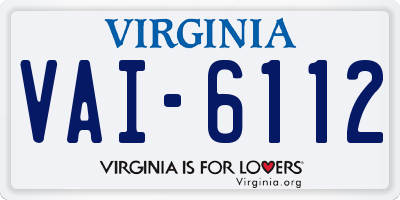 VA license plate VAI6112