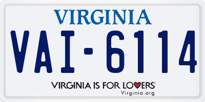 VA license plate VAI6114