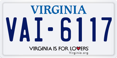 VA license plate VAI6117