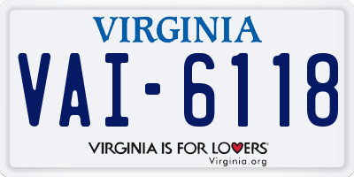 VA license plate VAI6118