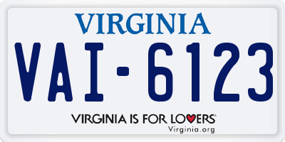 VA license plate VAI6123