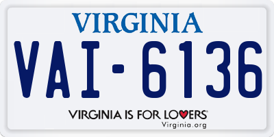 VA license plate VAI6136