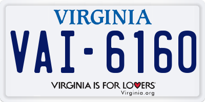 VA license plate VAI6160