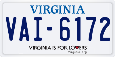 VA license plate VAI6172