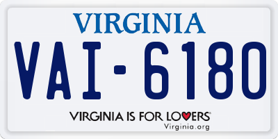 VA license plate VAI6180