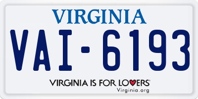 VA license plate VAI6193