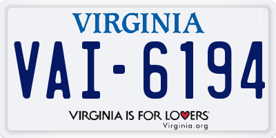 VA license plate VAI6194