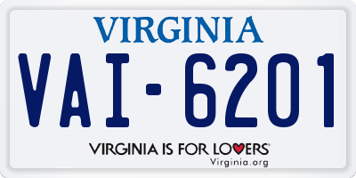 VA license plate VAI6201