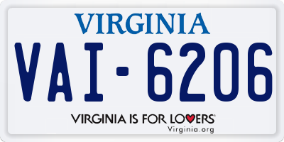 VA license plate VAI6206