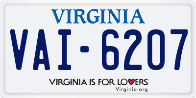 VA license plate VAI6207