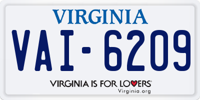 VA license plate VAI6209