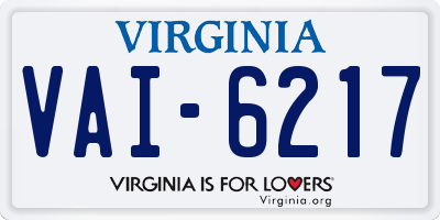 VA license plate VAI6217