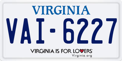 VA license plate VAI6227