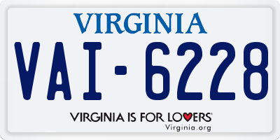 VA license plate VAI6228