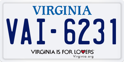 VA license plate VAI6231
