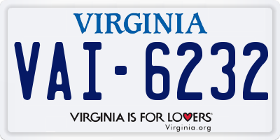 VA license plate VAI6232