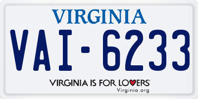 VA license plate VAI6233