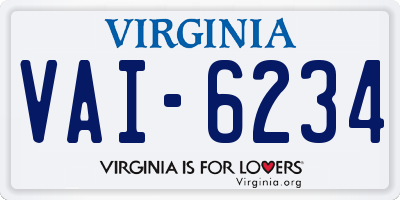 VA license plate VAI6234