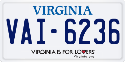VA license plate VAI6236