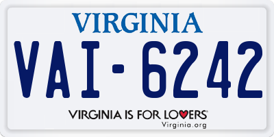 VA license plate VAI6242