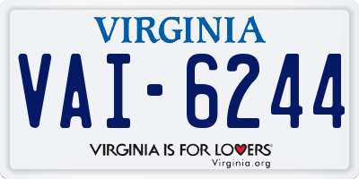 VA license plate VAI6244