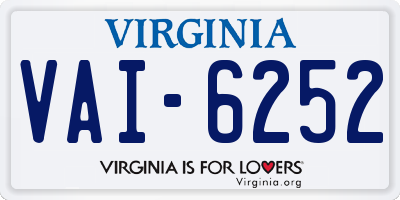 VA license plate VAI6252
