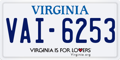 VA license plate VAI6253