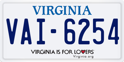 VA license plate VAI6254