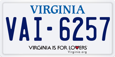 VA license plate VAI6257