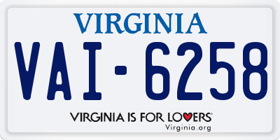 VA license plate VAI6258