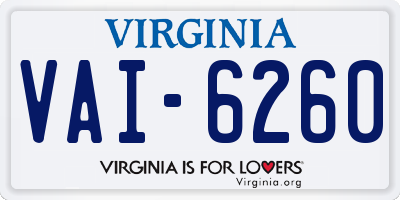 VA license plate VAI6260