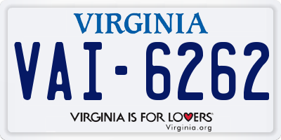 VA license plate VAI6262