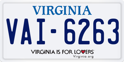 VA license plate VAI6263