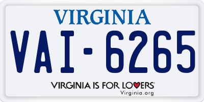 VA license plate VAI6265